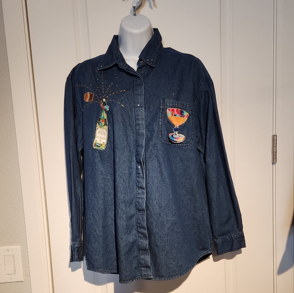 Way To Go denim shirt with embellishments